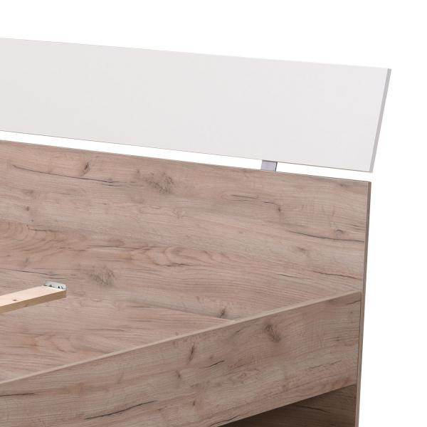 Doppelbett Bettgestell Ehebett Holzbett 160x200 cm Gästebett Eiche Grau