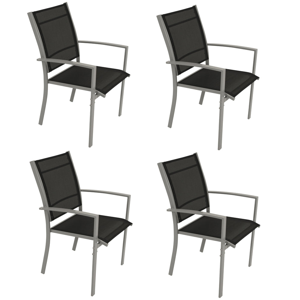 4x Stapelsessel PINO, Metall + Textilgewebe schwarz