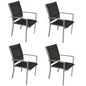 4x Stapelsessel PINO, Metall + Textilgewebe schwarz