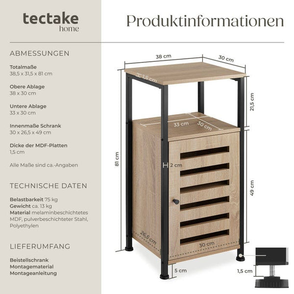 Beistellschrank Durham Industrial Holz hell, Eiche Sonoma