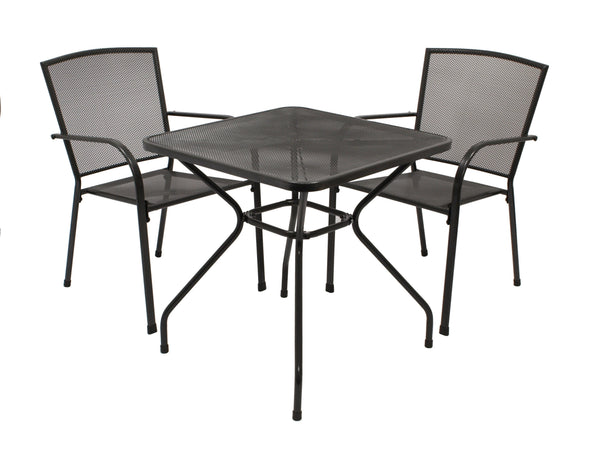 Garnitur CLASSIC 3-teilig, Streckmetall anthrazit (Tisch 70x70cm)