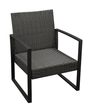 Garnitur MALTA 3-teilig, Metall schwarz und Polyrattan schwarz, mit Polstern