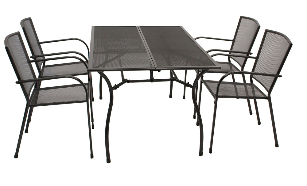 Garnitur Sitzgruppe CLASSIC 5-teilig, Streckmetall anthrazit (Tisch 90x150cm)
