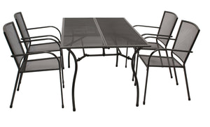 Garnitur Sitzgruppe CLASSIC 5-teilig, Streckmetall anthrazit (Tisch 90x150cm)