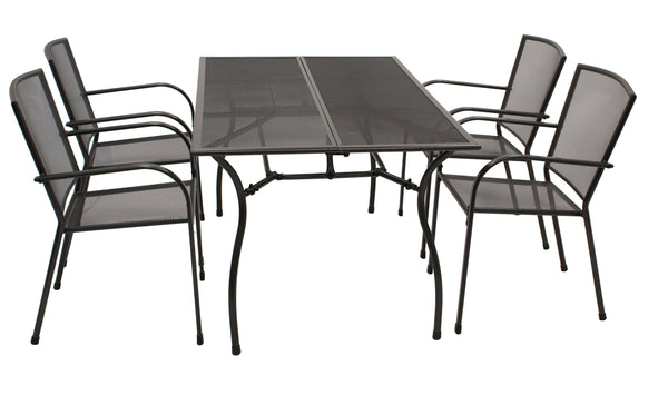 Garnitur Sitzgruppe CLASSIC 5-teilig, Streckmetall anthrazit (Tisch 90x150cm)