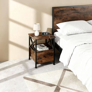 Nachttisch Falkirk Industrial Holz dunkel, rustikal