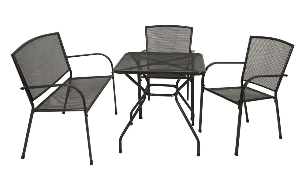 Gartengarnitur Sitzgruppe CLASSIC 4-teilig, Streckmetall anthrazit (Tisch 70x70cm)