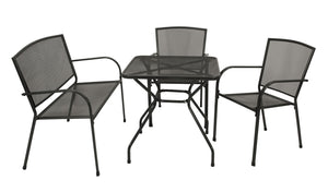 Gartengarnitur Sitzgruppe CLASSIC 4-teilig, Streckmetall anthrazit (Tisch 70x70cm)