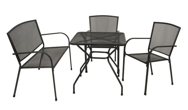 Gartengarnitur Sitzgruppe CLASSIC 4-teilig, Streckmetall anthrazit (Tisch 70x70cm)