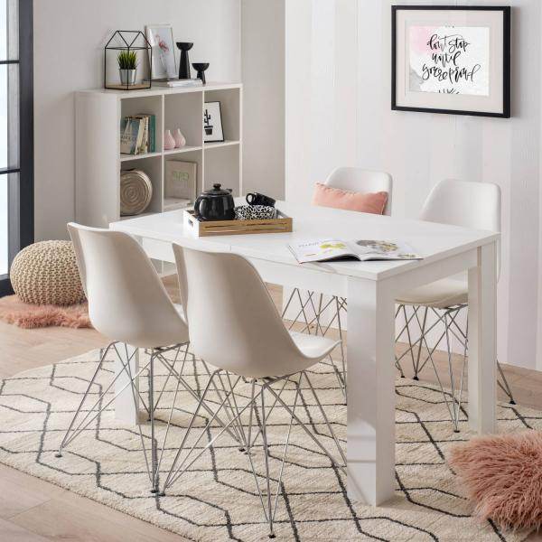 Esstisch ausziehbar Holztisch 120x80 cm Holz Massiv Weiss