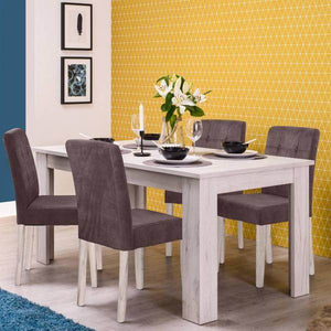 Esstisch ausziehbar Holztisch 160x90 cm Holz Massiv Weiss Vintage