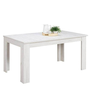 Essgruppe mit 4 Stühlen Esstisch Esszimmertisch Weiss Vintage Holztisch Massiv Polsterstühle Grau