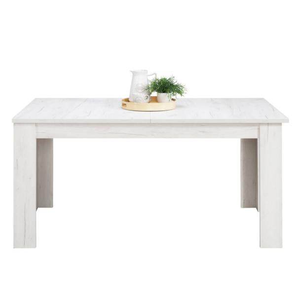 Esstisch ausziehbar Holztisch 160x90 cm Holz Massiv Weiss Vintage