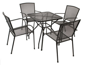 Garnitur Sitzgruppe CLASSIC 5-teilig, Streckmetall anthrazit (Tisch 70x70cm)