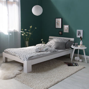 Holzbett 90x200 cm Weiss | Einzelbett | mit Lattenrost | massiv | Kind Jugend Gast