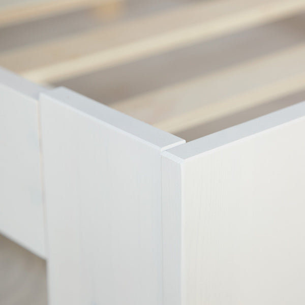 Holzbett 90x200 cm Weiss | Einzelbett | mit Lattenrost | massiv | Kind Jugend Gast