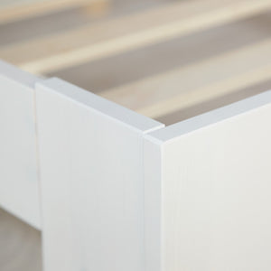 Holzbett 90x200 cm Weiss | Einzelbett | mit Lattenrost | massiv | Kind Jugend Gast