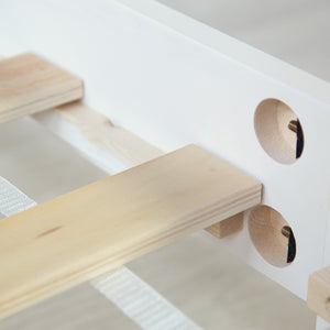 Holzbett 90x200 cm Weiss | Einzelbett | mit Lattenrost | massiv | Kind Jugend Gast