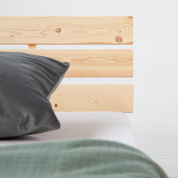 Holzbett 90x200 cm Natur | Einzelbett | mit Lattenrost | massiv | Kind Jugend Gast