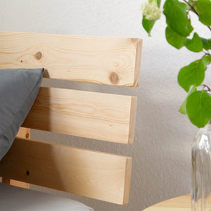 Holzbett mit Bettkasten 90x200 Futonbett Natur Kiefer Massivholz