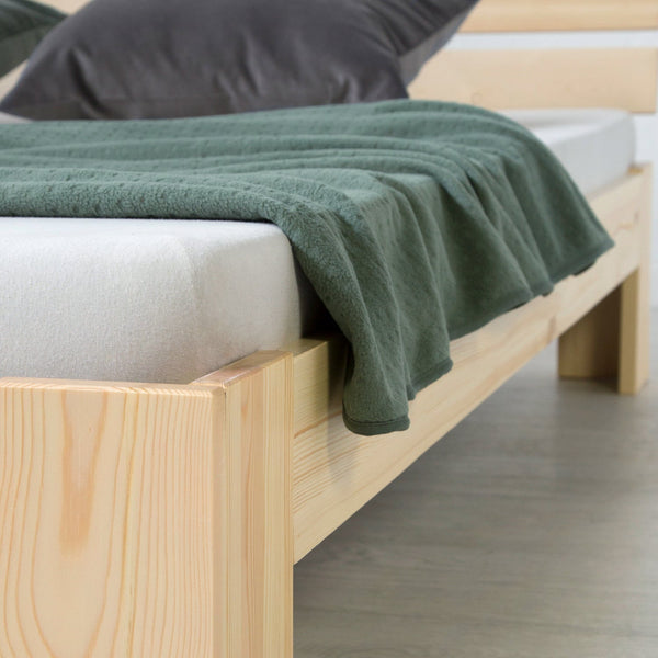 Holzbett 90x200 cm Natur | Einzelbett | mit Lattenrost | massiv | Kind Jugend Gast
