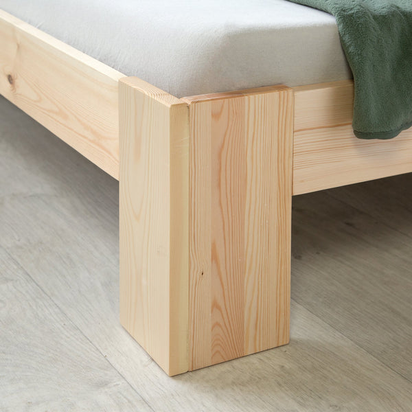 Holzbett 90x200 cm Natur | Einzelbett | mit Lattenrost | massiv | Kind Jugend Gast