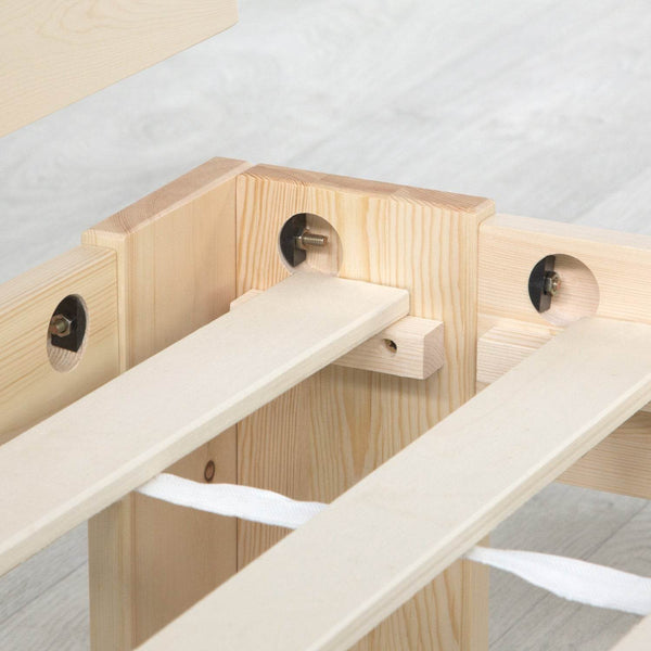 Holzbett mit Bettkasten 90x200 Futonbett Natur Kiefer Massivholz