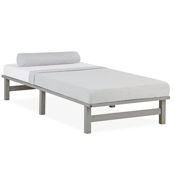Palettenbett 90x200 cm Grau | Einzelbett | mit Lattenrost | Holz | Kind Jugend Gast