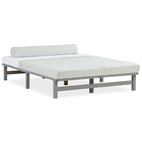 Palettenbett 140x200 cm Grau | Doppelbett | mit Lattenrost | Holz | Kind Jugend Gast