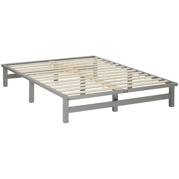 Palettenbett 140x200 cm Grau | Doppelbett | mit Lattenrost | Holz | Kind Jugend Gast