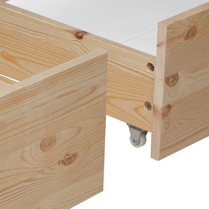 Bettkasten 2er Set Holz Aufbewahrung mit Rollen Bettschublade Auszug Box Natur