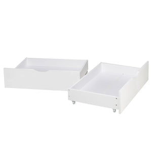 Bettkasten 2er Set Holz Aufbewahrung mit Rollen, Bett Schublade Bettauszug Box Weiss