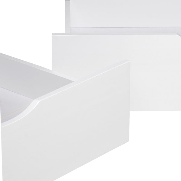 Bettkasten 2er Set Holz Aufbewahrung mit Rollen, Bett Schublade Bettauszug Box Weiss