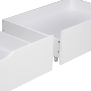 Bettkasten 2er Set Holz Aufbewahrung mit Rollen, Bett Schublade Bettauszug Box Weiss