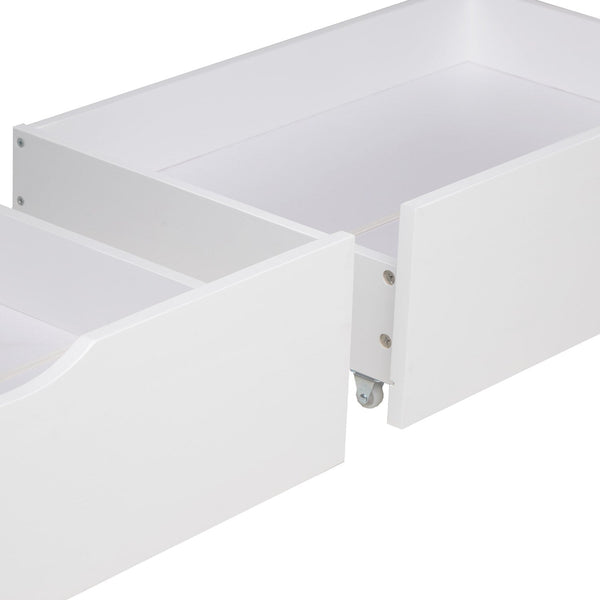 Bettkasten 2er Set Holz Aufbewahrung mit Rollen, Bett Schublade Bettauszug Box Weiss