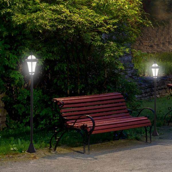 Gartenleuchte Solar Gartenlaterne 2er Set LED 6-8 Stdn. Edelstahl H129cm