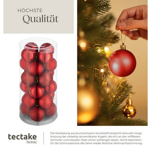 24er Set Weihnachtskugeln rot