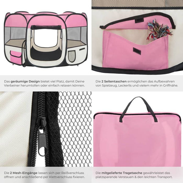 Tierlaufstall aus Polyester, rosa