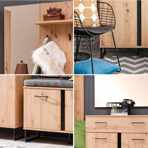 Garderobe Flurgarderobe Set Flurmöbel Industrial Style Komplettset 5-tlg Holz Eiche