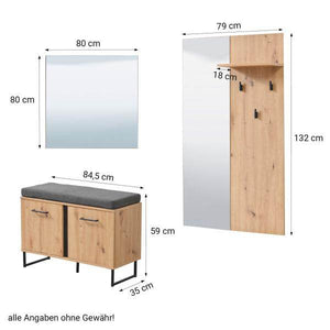 Garderobe Flurgarderobe Set Flurmöbel Industrial Style Komplettset 5-tlg Holz Eiche