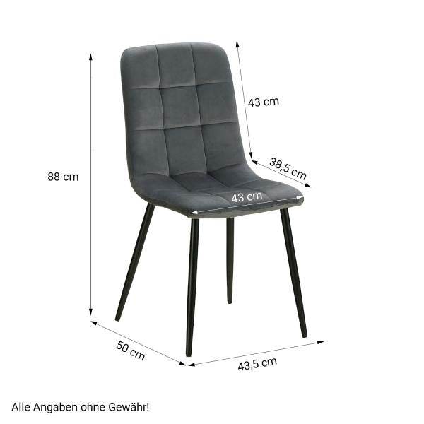 6er Set Grau Samt Esszimmerstühle Küchenstühle Polsterstühle Modern