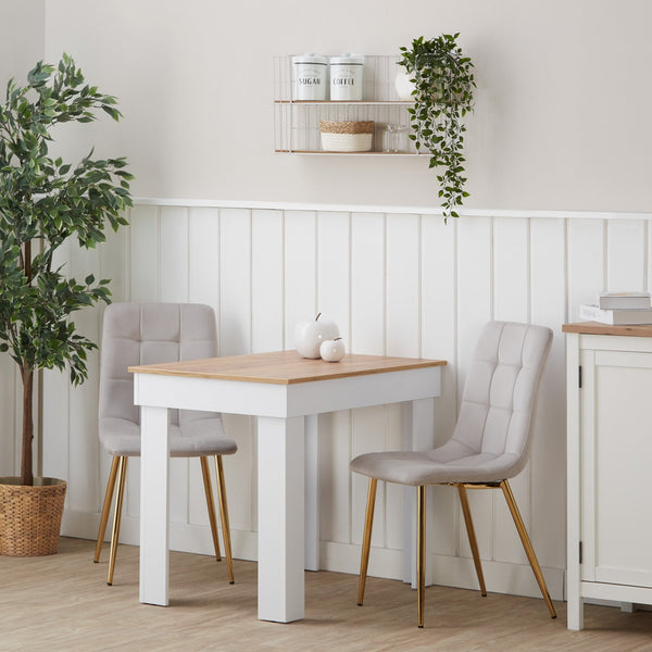 Polsterstuhl Samt Creme einzeln goldene Beine ohne Armlehnen Küche Esszimmer Büro