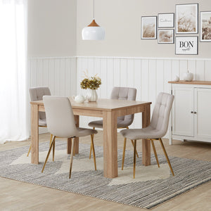 Polsterstuhl Samt Creme einzeln goldene Beine ohne Armlehnen Küche Esszimmer Büro