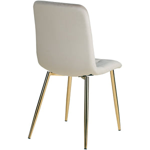 Polsterstuhl Samt Creme einzeln goldene Beine ohne Armlehnen Küche Esszimmer Büro