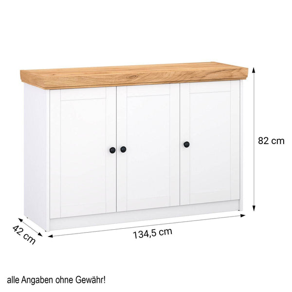 Kommode Sideboard Holz Eiche Weiss Massiv Schrank Highboard Anrichte