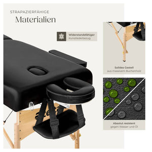 3 Zonen Massageliege schwarz