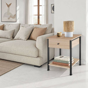Nachttisch Bradford 40x40x55,5cm Industrial Holz hell, Eiche Sonoma