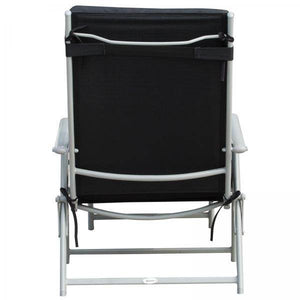 Sonnenliege Strandliege Gartenliege 7-stufig Verstellbar Klappbar Metall Schwarz