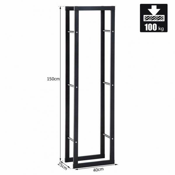 Feuerholzregal Kaminholzablage Kaminholzständer Kaminholzhalter 100kg Stahl Schwarz