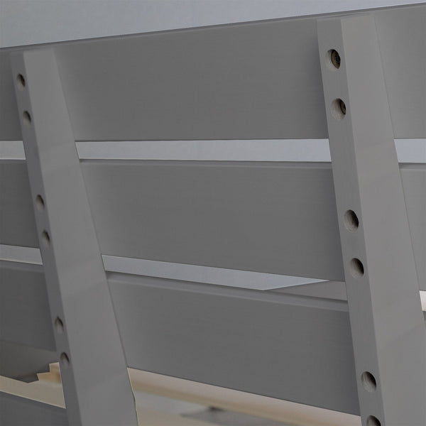 Holzbett 140x200 cm Grau | Doppelbett mit Bettkasten | mit Lattenrost | massiv | Kind Jugend Gast